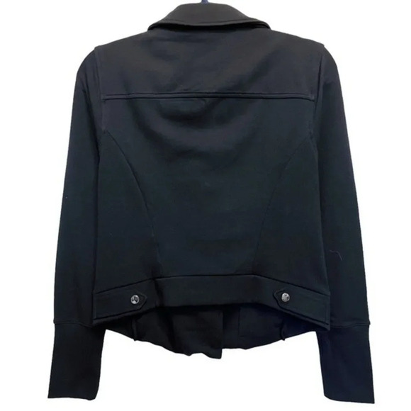 H By Halston French Terry Motorcycle Jacket With Rib Detail In Black Size 8 NWOT - Picture 5 of 10